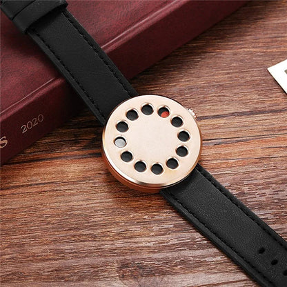 Unique Creative Half Transparent Unisex Watch clock For Men Women Couple Geek Stylish Leather Wrist watches Fashion Quartz watch