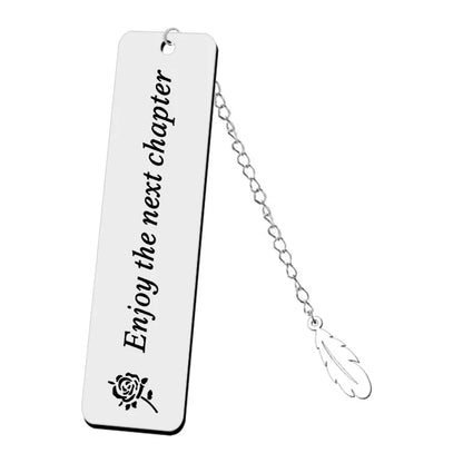 Stainless Steel Metal Leaf Pendant Bookmark Student Teacher Engraved Gift Reading Bookmark School Supplies Teacher's Day Gift