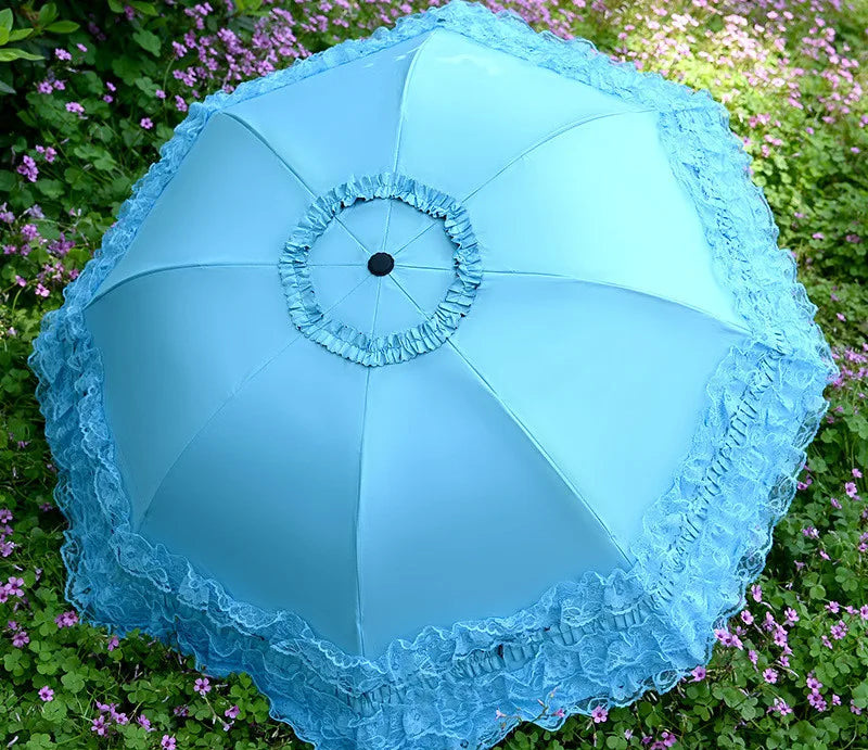 Lace Folding Umbrella Fashion UV Protection Parasol Princess Rain Umbrella Ultra Light Sun Umbrella Women