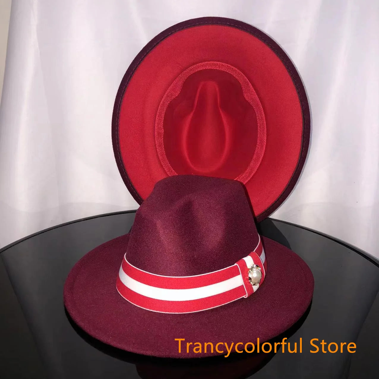 Fedora hat men and women jazz hat stretch ribbon accessories white top hat church men's winter