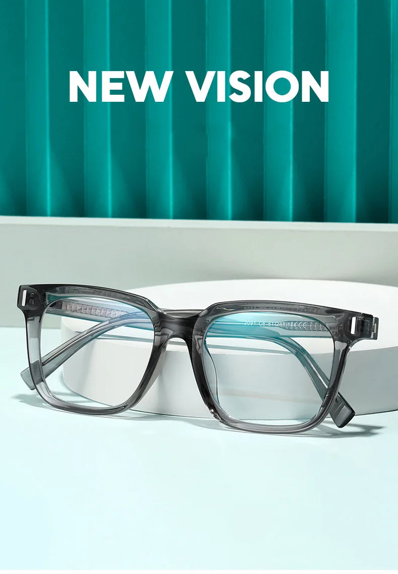 Square Transparent Gray Reading Glasses Men Fashion Computer Eyeglasses Women Blue Light Blocking Optics Presbyopic Glasses