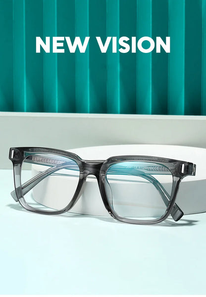 Square Transparent Gray Reading Glasses Men Fashion Computer Eyeglasses Women Blue Light Blocking Optics Presbyopic Glasses