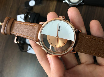 Unique Creative Half Transparent Unisex Watch clock For Men Women Couple Geek Stylish Leather Wrist watches Fashion Quartz watch