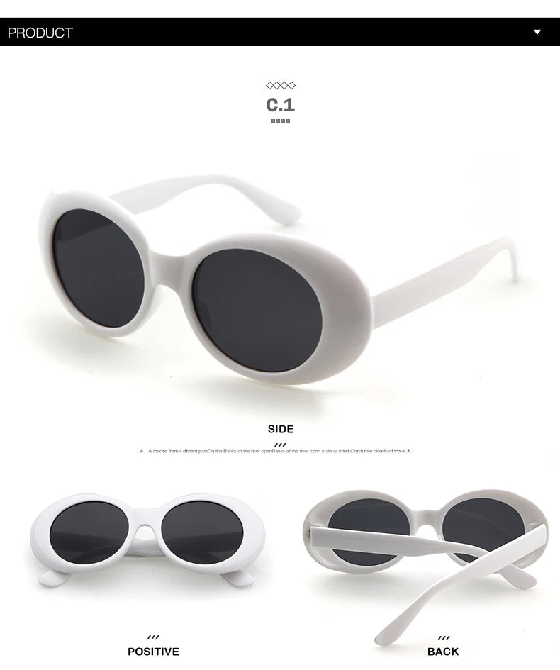 WHO CUTIE 2024 Goggles Oval Sunglasses Men Women Brand Designer 90S Colorful Retro Round Frame Kurt Cobain Shades Sun Glasses UV