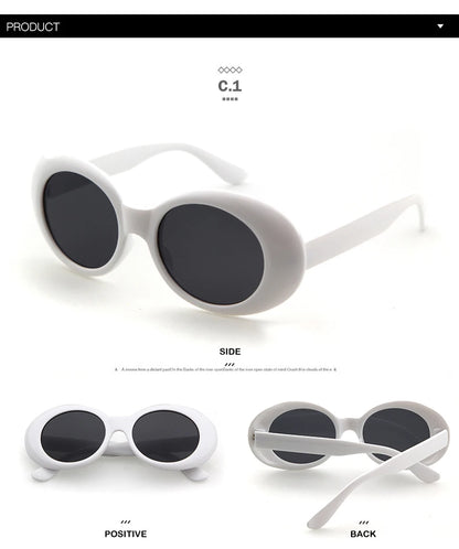 WHO CUTIE 2024 Goggles Oval Sunglasses Men Women Brand Designer 90S Colorful Retro Round Frame Kurt Cobain Shades Sun Glasses UV