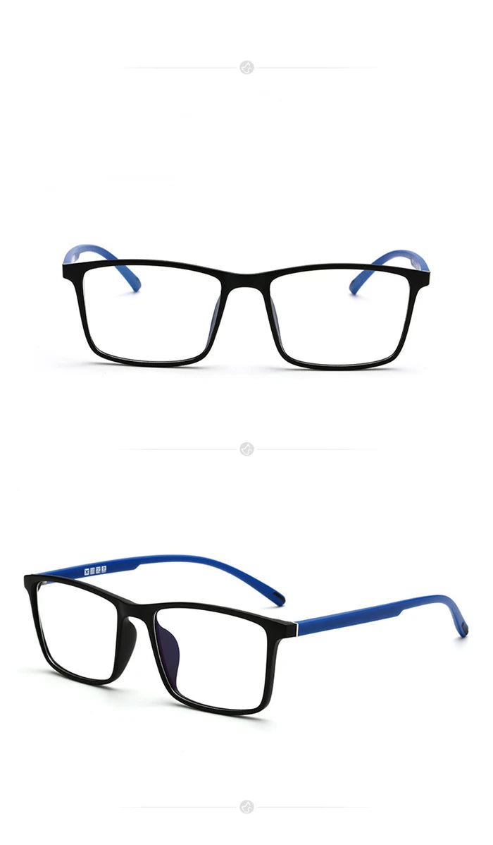 0 -0.5 -0.75 -1.0 To -6.0 Minus Degree TR90 Square Prescription Eyeglasses Women Men Ultralight Business Computer Optical Glasse