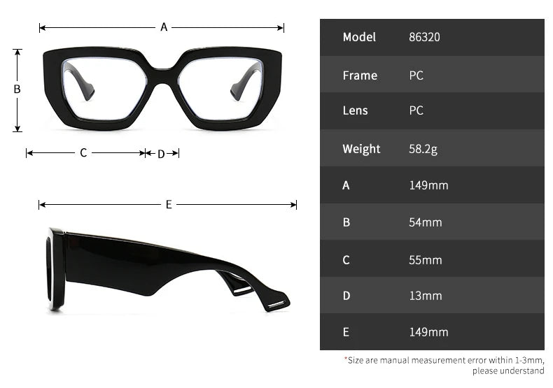 Brand Prescription Reading Glasses Frame Oversized Square Computer Transparent Women Eyeglasses Female Big Frame Optical Eyewear