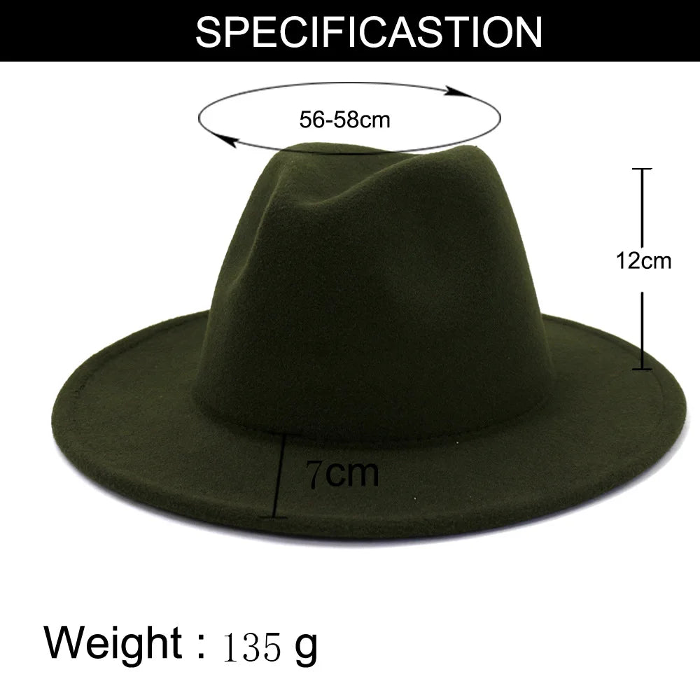 QBHAT Olive Green with Tan Bottom Patchwork Two Tone Color Wool Felt Jazz Fedora Hats Women Men Party Festival Formal Hat