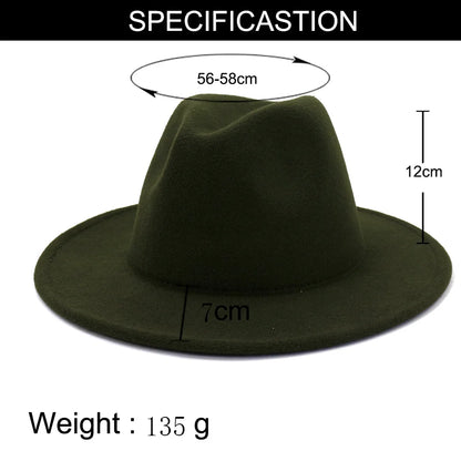 QBHAT Olive Green with Tan Bottom Patchwork Two Tone Color Wool Felt Jazz Fedora Hats Women Men Party Festival Formal Hat