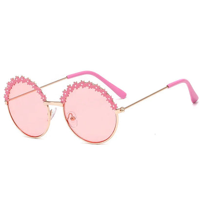 2025 Sunglasses children's glasses flower fashion New Sunglasses children's round children's Metal