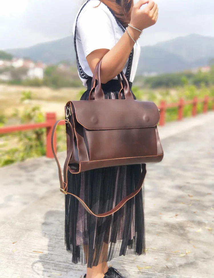 2021 New Women Handbags ladies business A4 file briefcase 14 inch laptop bag female leather shoulder messenger bag travel bags