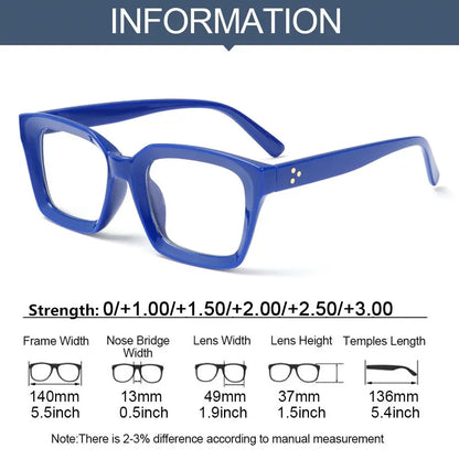 Fashion Square Frame Reading Glasses Men Women Oversized Frame High-definition Presbyopia Eyeglasses Diopter +1.0 to +3..0