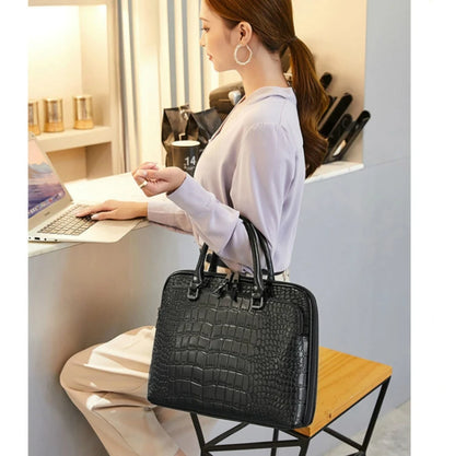 Oyixinger 2024 Women's Bag Professional Business Women Shoulder Bag Leather Briefcase For 14-inch Laptops Fashion Solid Handbags