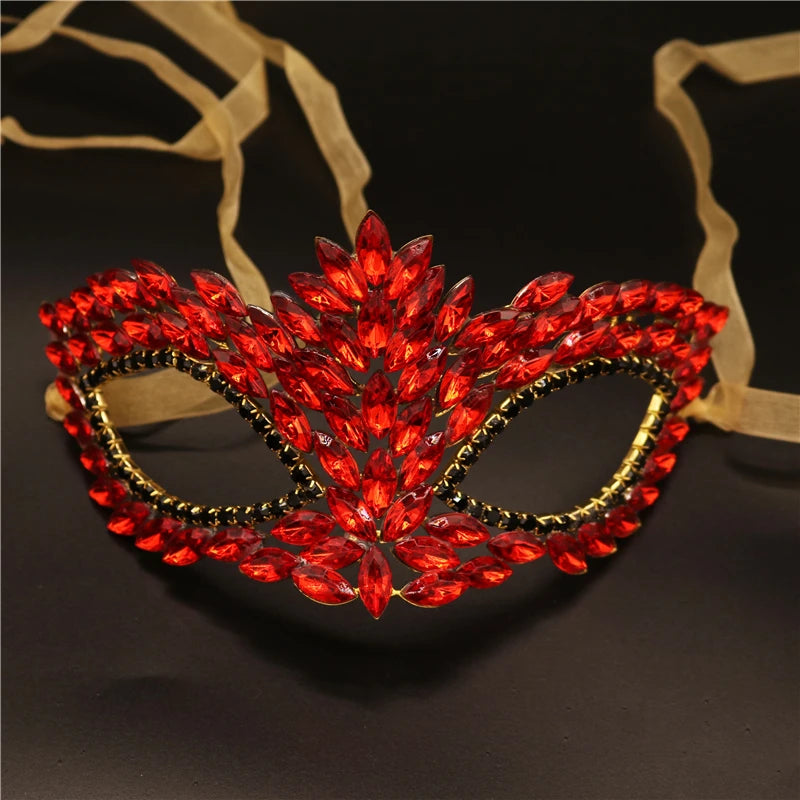 Bridal Masuqerade Masque Rhinestone Eye Mask Masque Cover for Men Women Girls Dance Cosplay Party Shiny Crystal Face Accessories