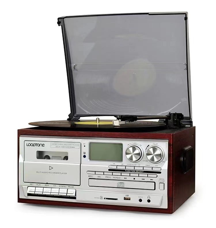 Classic Retro Multifunction 10-in-1 Gramophone Vinyl Record CD Player Tape Radio Speaker Gramophone