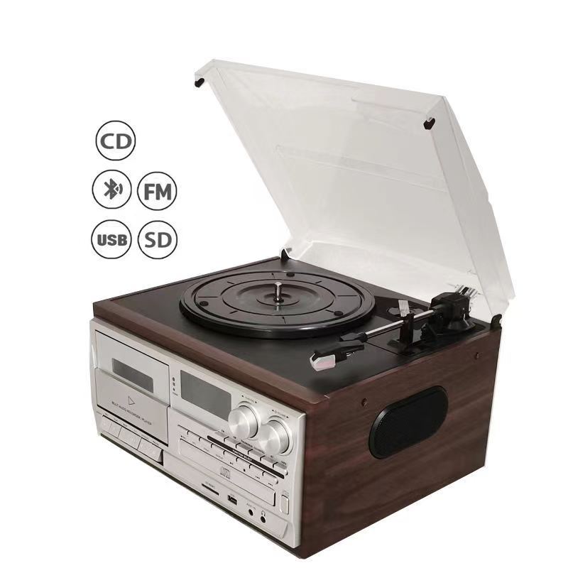 Classic Retro Multifunction 10-in-1 Gramophone Vinyl Record CD Player Tape Radio Speaker Gramophone
