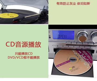 Classic Retro Multifunction 10-in-1 Gramophone Vinyl Record CD Player Tape Radio Speaker Gramophone