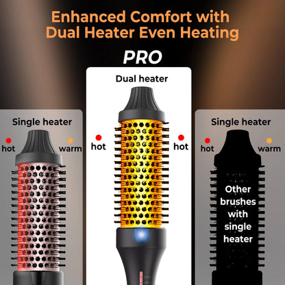 Professional 3 In 1 Curling Iron Brush Double PTC Heated Thermal Brush  Ceramic Ionic Hot Brush Heated Anti-Scald Curling Wand