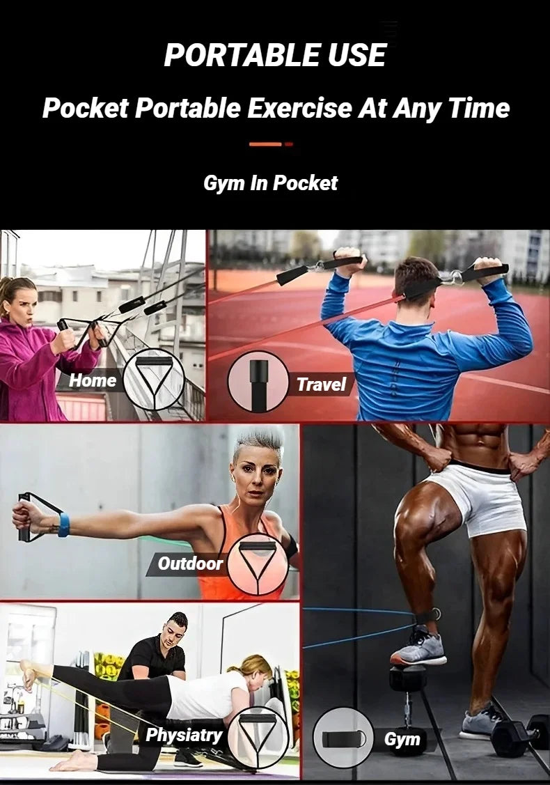 11pcs/Set Pull Rope Resistance Bands Portable Fitness Equipment Ankle Strap Chest Expander Elastic Exercise Band