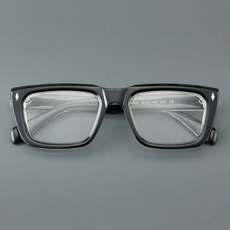 Fashion Thick Frame Acetate Glasses Men Vintage Square Myopia Prescription Eyeglasses Frame Reading Glasses Luxury Brand Eyewear