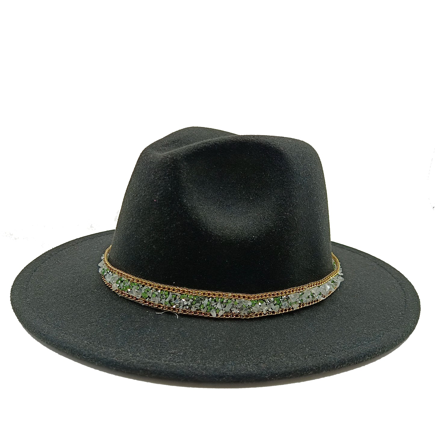 women fedoras golden chain fedora hat women men wide brim solid color jazz top hat autumn winter new Panama hat gentleman hat