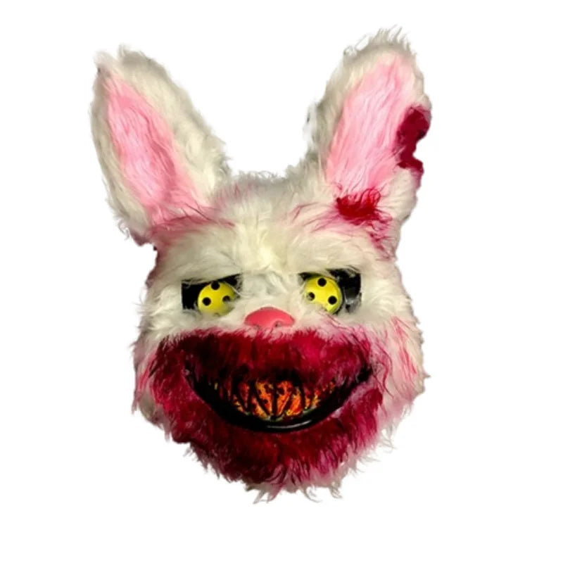 Evil Blood Bunny Plush Mask Halloween Scary Bear Bunny Mask Mardi Gras Halloween Party Role Play Dance Masquerade Mask