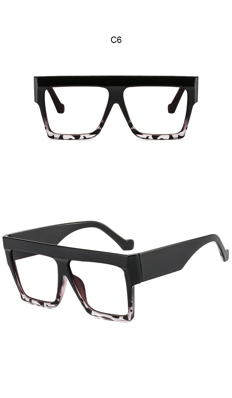 Fashion Designer Oversized Square Reading Glasses Women Men Large Frame Lady Elegant Eyeglasses Clear Anti Blue Light Vision +2