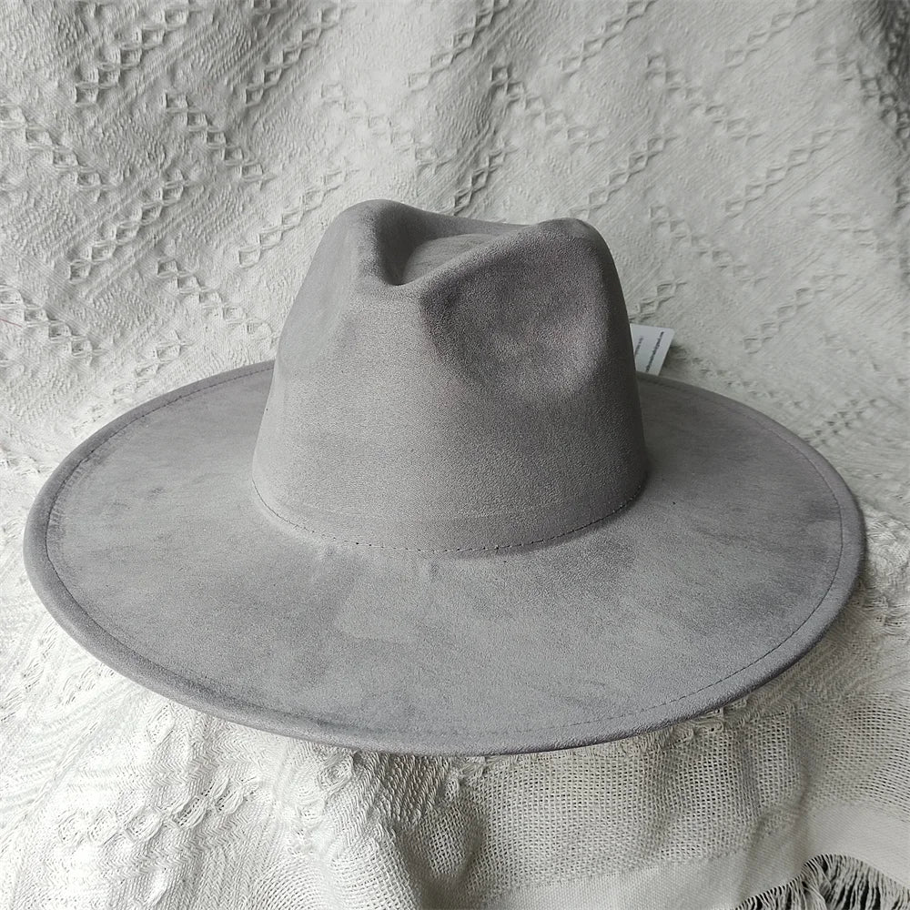 Colorful Suede Wide Brim Felt Fedoras Women's Hat Men's Church Jazz Hat Denim Hat Panama шляпа женская летняя 2024