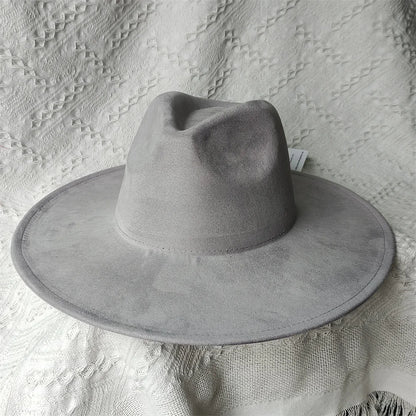 Colorful Suede Wide Brim Felt Fedoras Women's Hat Men's Church Jazz Hat Denim Hat Panama шляпа женская летняя 2024