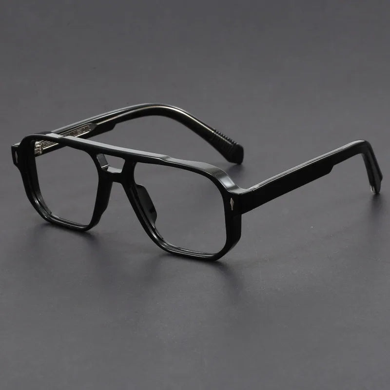 Double Bridges Anti Blue Light Reading Glasses Men Retro Women Square Glasses Frame Fashion Men Myopia Eyewear Fake Eyelasses -2