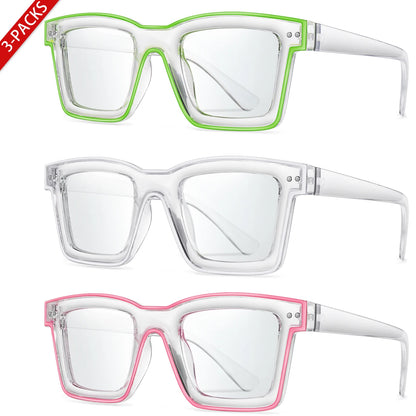 3 Pairs Fashion Casual Sunglasses For Women Large Transparent Shades Eyewear Daily Outfit shopping Selfie Hiking Travel Beach