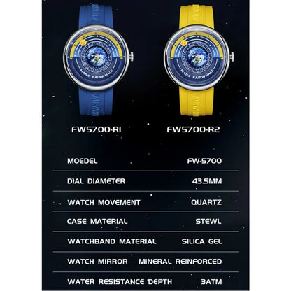 Mark Fairwhale 5700 Unique Men's Quartz Watch Creative Fashion Waterproof Planet Pointer Cool Silicone Men's Luxury Watch reloj