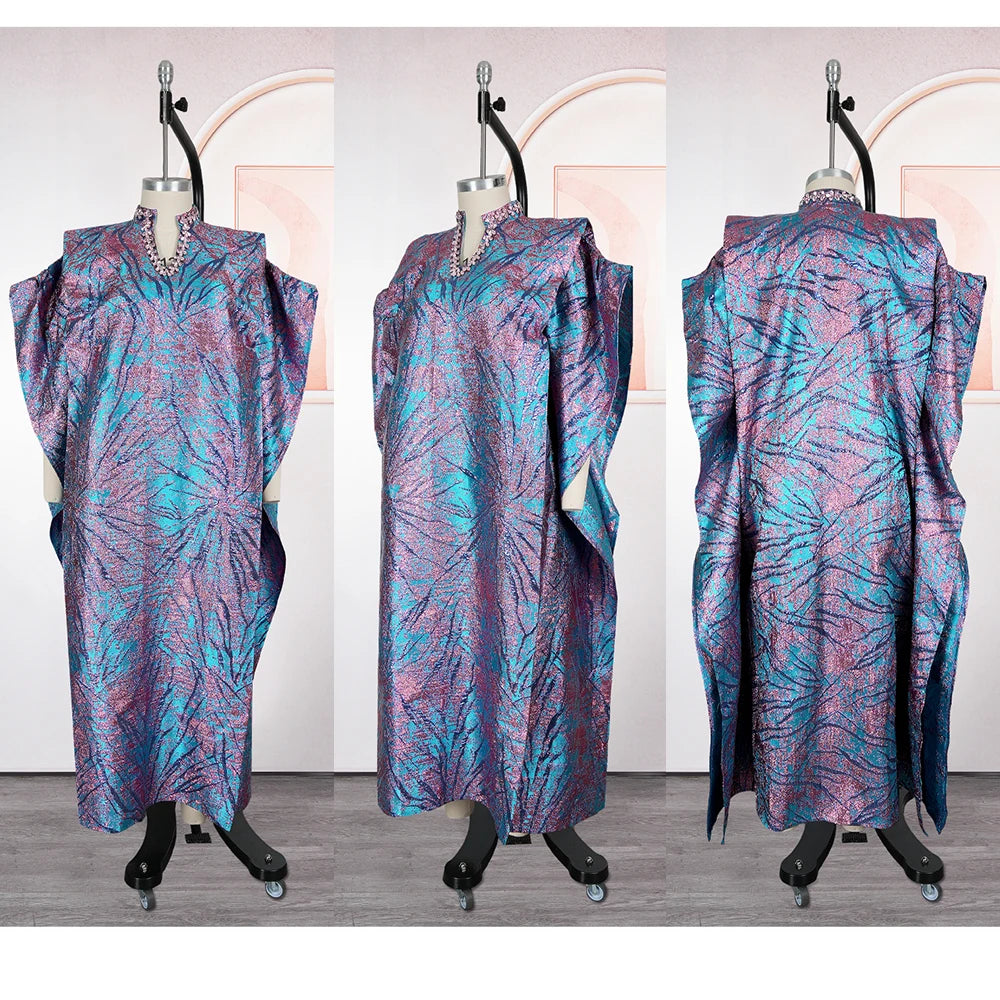2025 New African Clothes For Women Kaftan Dress Fashion Party Dress Vintage Summer Gown Casual Vestidos Muslim Robe BouBou
