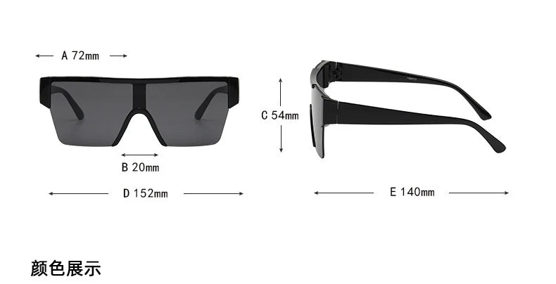 Retro Big Square Frame Women Men Sunglasses Fashion One Piece Black Silver Lens Shades UV400 Trending Sun Glasses Eyewear 2026