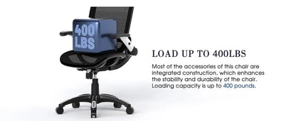 Ergonomic Office Chair, High Back Home Desk Chair with Headrest, Flip-Up Arms, 90-120° Tilt Lock and Wide Cushion