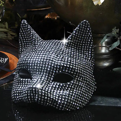 1Pcs Shiny Cat Ear Masks Cosplay Halloween Party Costume Accessories Long Gloves Sexy Bling Kitten Half Masks Party Accessories
