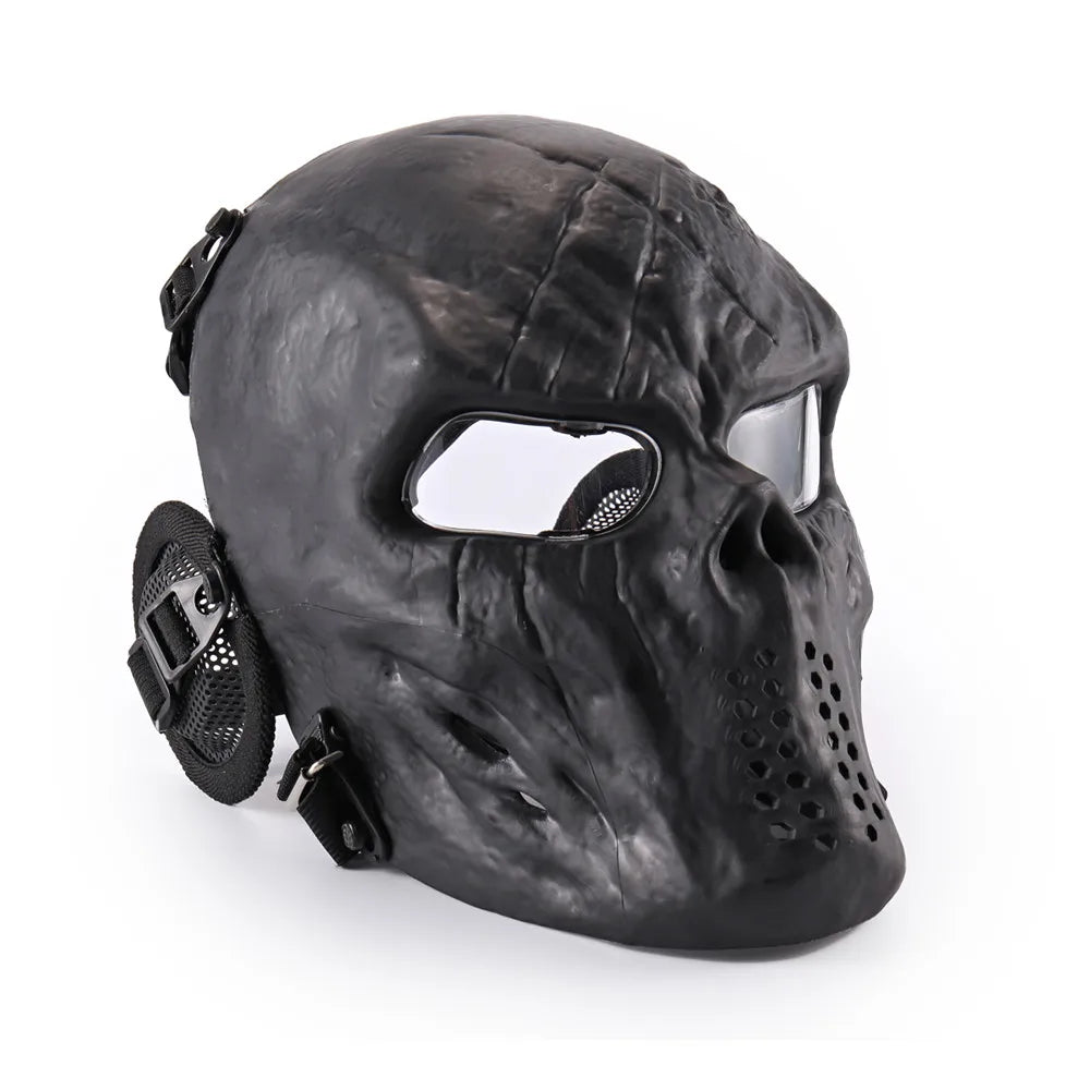 REikirc Full Face Airsoft Tactical Skull Mask with Ear Protection CS Halloween Cosplay Masks