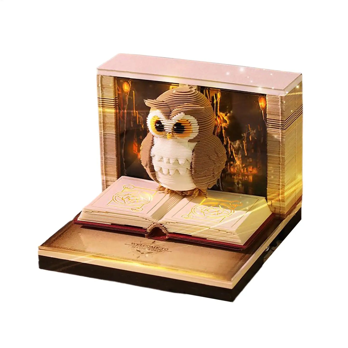 2026 Paper Sculpture Calendar 3D Owl Tear-off Calendar Paper Sculpture Art Memo Notepad Desk Calendar Sticky Notes Bookmark