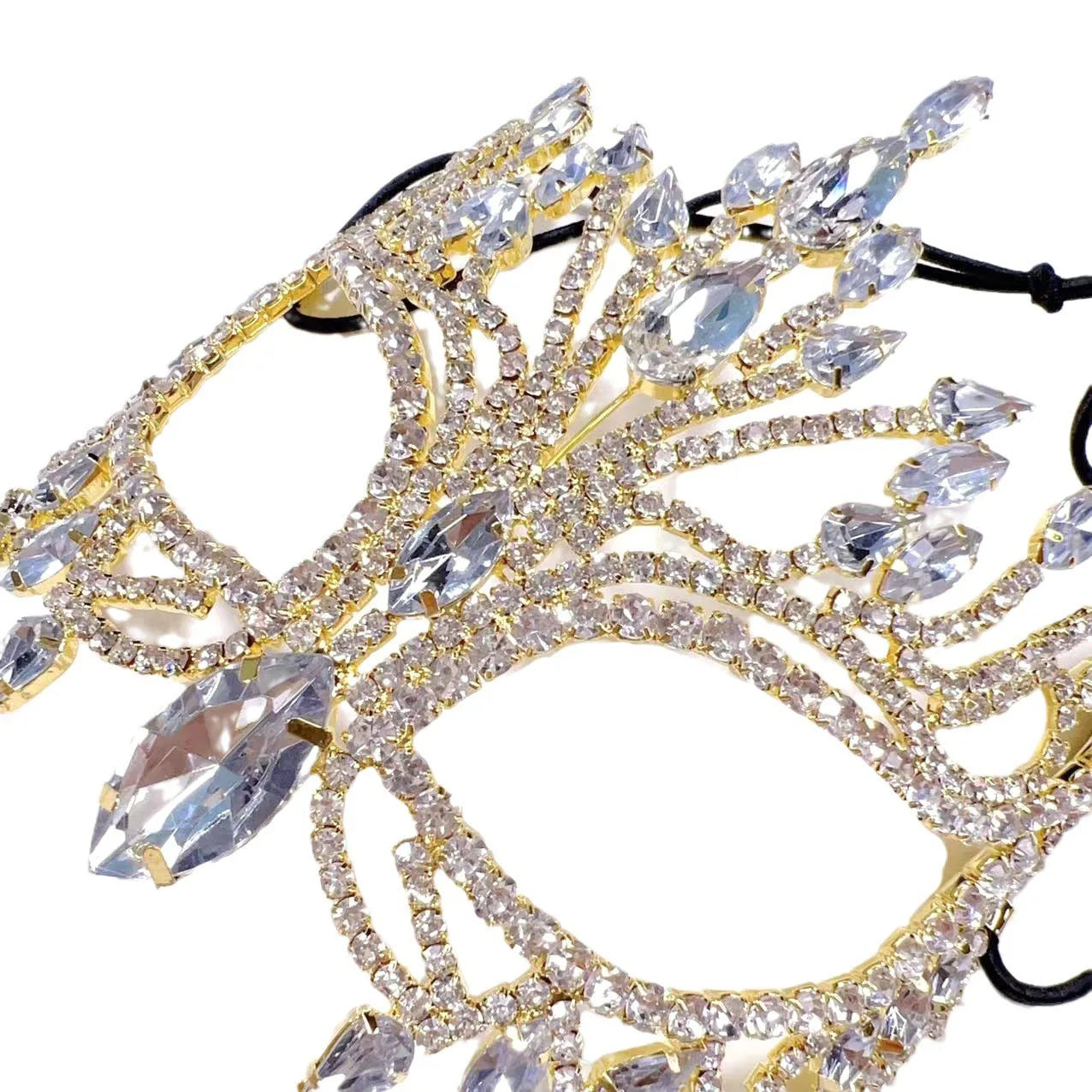 Fashionable shiny geometric rhinestone mask for women, exaggerated hollow mask for dance party accessories, women's accessories