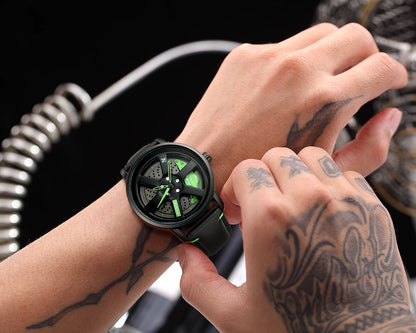 NS Men's Car wheel hub watch Minimalist Fashion Sports Watch Calendar Leather casual Quartz watch