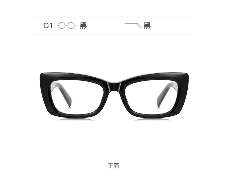 Classic Square Anti Blue Light Blocking Reading Glasses For Women Men Simple Thick Frame Design Myopia Prescription Glasses