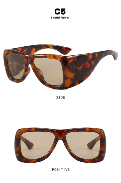 QVQV Trendy Oversized Square Sunglasses Women Men Luxury Brand Original Thick Frame Sunglasses Retro Outdoors Driving Shades
