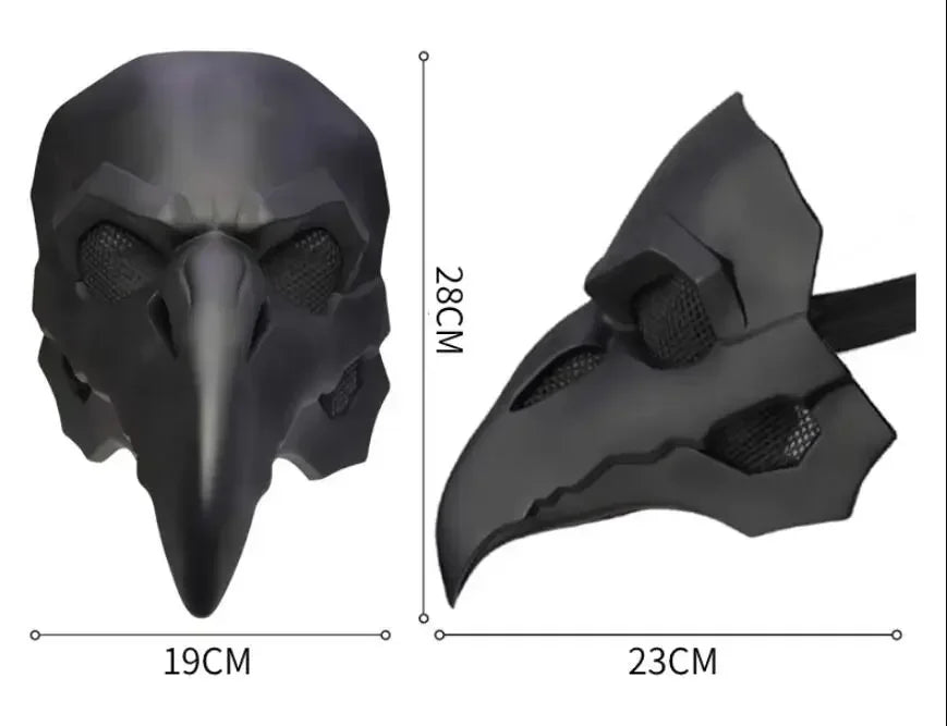 Punk Crow Mask Costume Reaper Nevermore Black Skin for Overwatch Plague Doctor Cosplay Masks Birds Long Nose LED Eyes Retro Rock