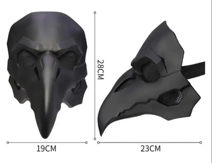 Punk Crow Mask Costume Reaper Nevermore Black Skin for Overwatch Plague Doctor Cosplay Masks Birds Long Nose LED Eyes Retro Rock