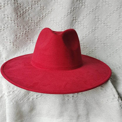 Colorful Suede Wide Brim Felt Fedoras Women's Hat Men's Church Jazz Hat Denim Hat Panama шляпа женская летняя 2024