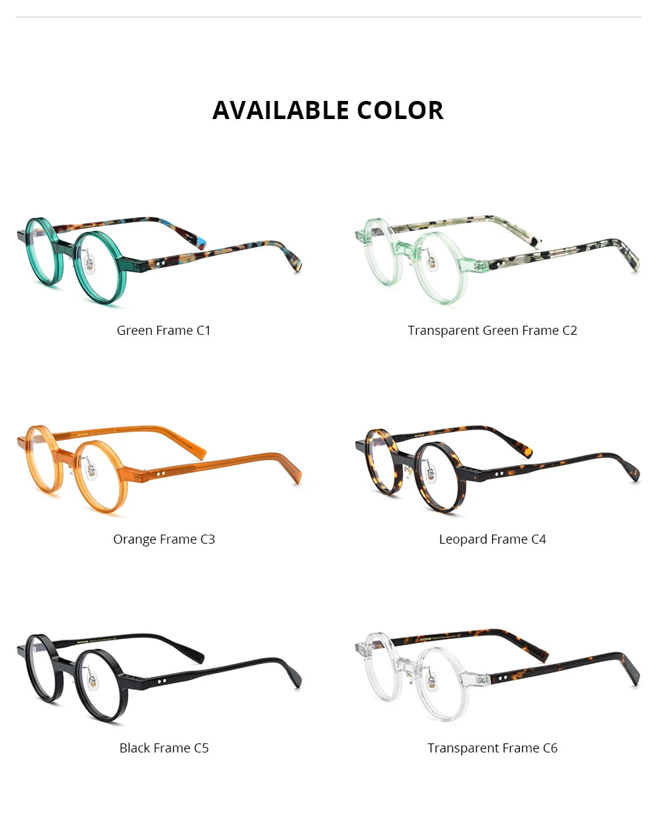 FONEX HEPIDEM Acetate Eyeglasses Frame Men 2025 New Small Round Brand Design Glasses Women Retro Vintage Eyewear Spectacles 9341