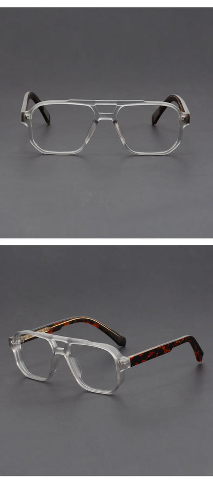 Double Bridges Anti Blue Light Reading Glasses Men Retro Women Square Glasses Frame Fashion Men Myopia Eyewear Fake Eyelasses -2