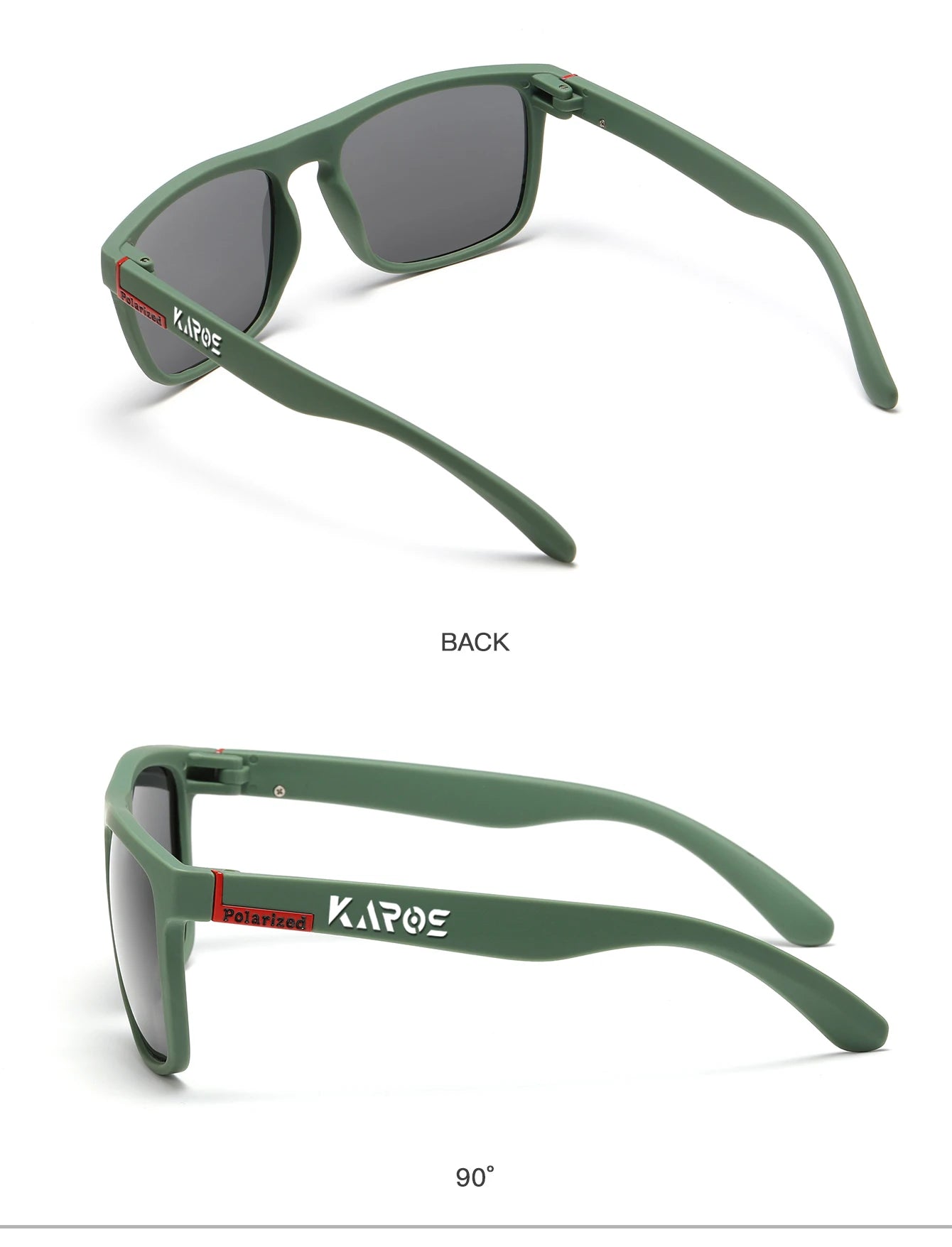 KAROS 2PCS Sunglasses Men/Women Polarized Square Mirror Brand Design Luxury UV400 SunShade Unisex Fishing Driving Cycling Hiking