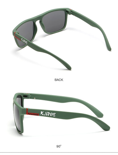 KAROS 2PCS Sunglasses Men/Women Polarized Square Mirror Brand Design Luxury UV400 SunShade Unisex Fishing Driving Cycling Hiking