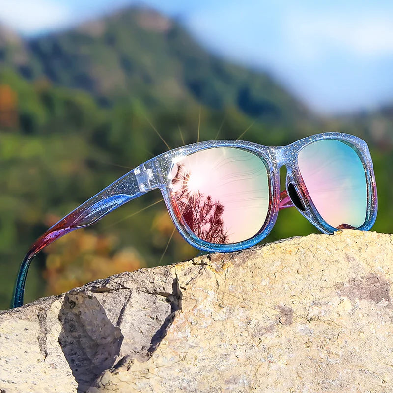 New style Unisex Polarized Square Fashion Sunglasses - Lightweight Purple Glitter Frame, TAC Lenses for Outdoor Sports & Fashion